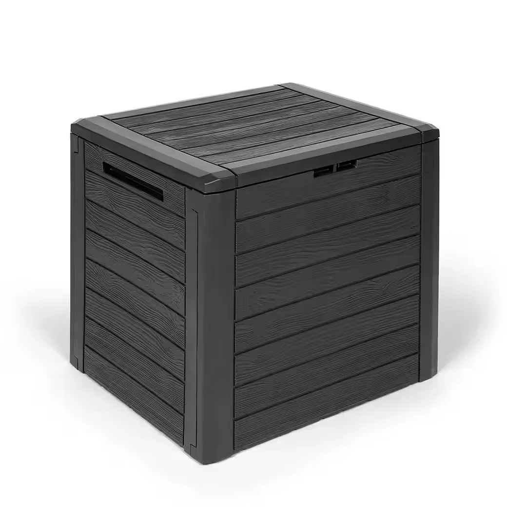 KREHER Kissenbox WOOD 140 L Auflagenbox Holzoptik Anthrazit