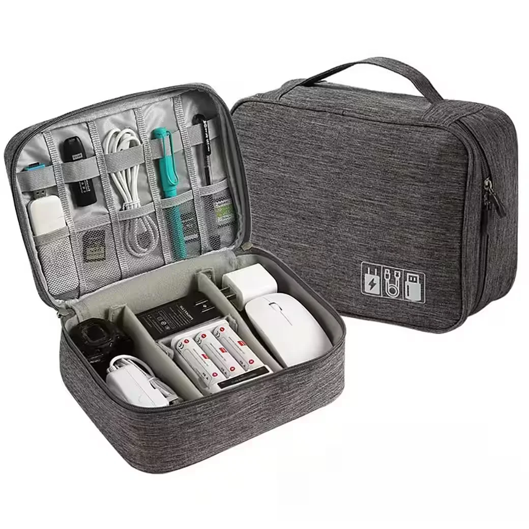 LA CUTE Kabel Organizer für Ladegeräte Reiseetui wasserdicht grau