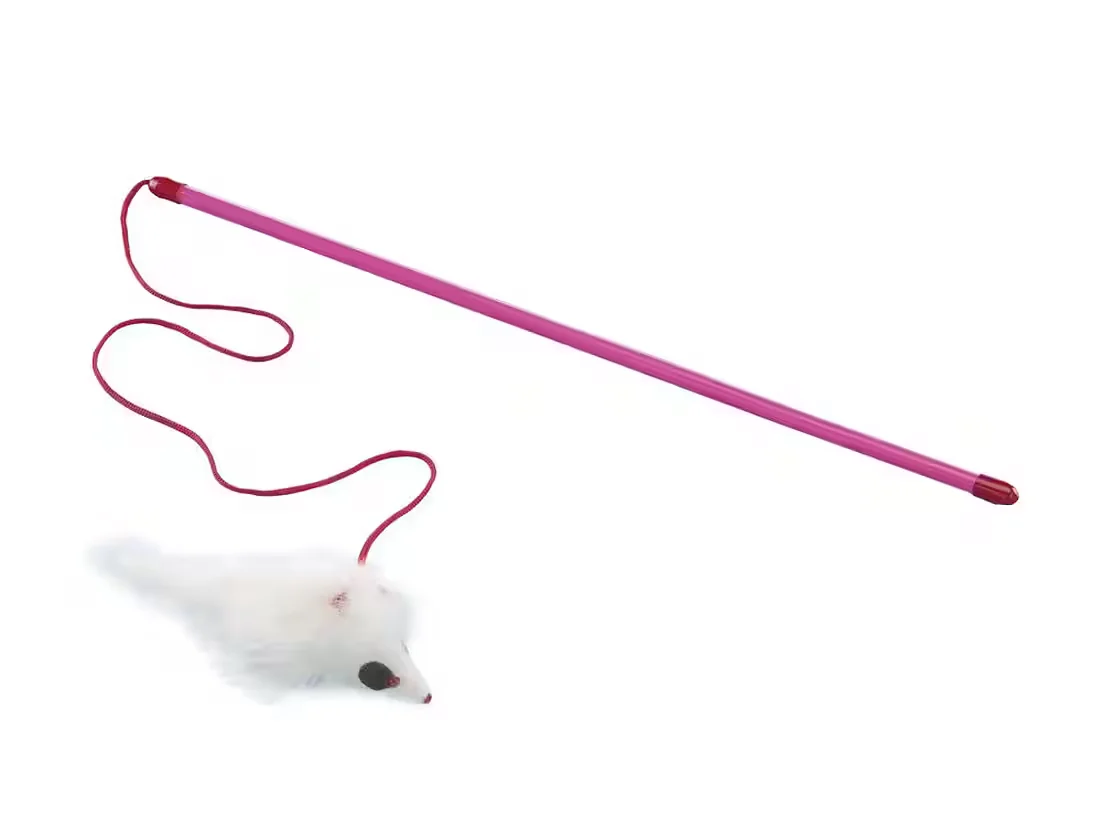 Nobby Katzenangel mit Fellmaus Langhaar Katzenspielzeug