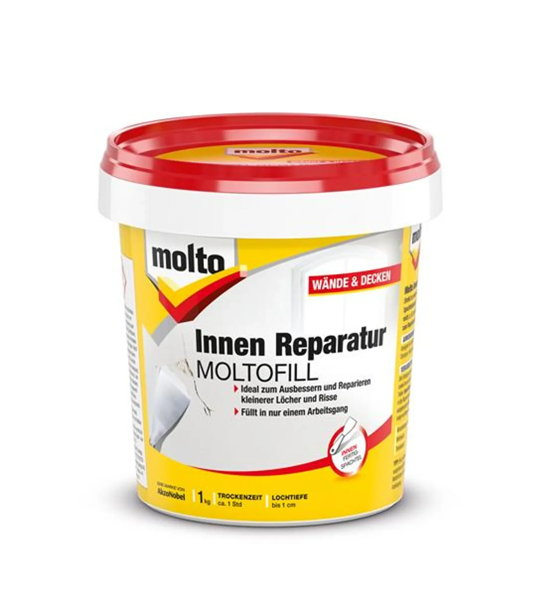 MOLTO Moltofill Innen Reparaturspachtel weiß 1 kg gebrauchsfertig