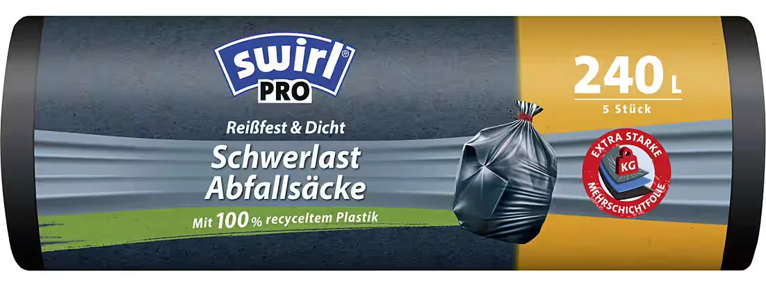 SWIRL Schwerlast Müllsäcke Profi mit Zugband 240 Liter