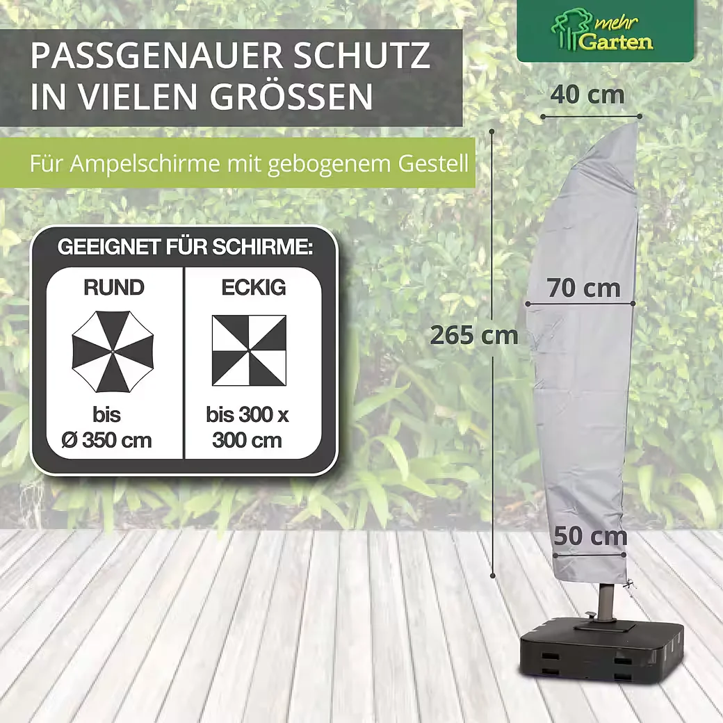 MEHR GARTEN Ampelschirm Schutzhülle Protect Premium gebogenes Gestell