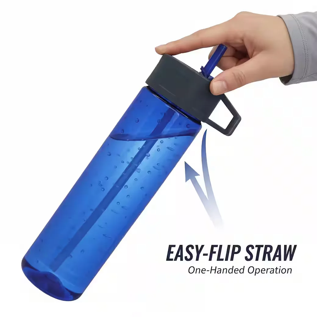 NORSKSKIN Trinkflasche 750 ml mit Trinkhalm Klappverschluss, BPA-frei