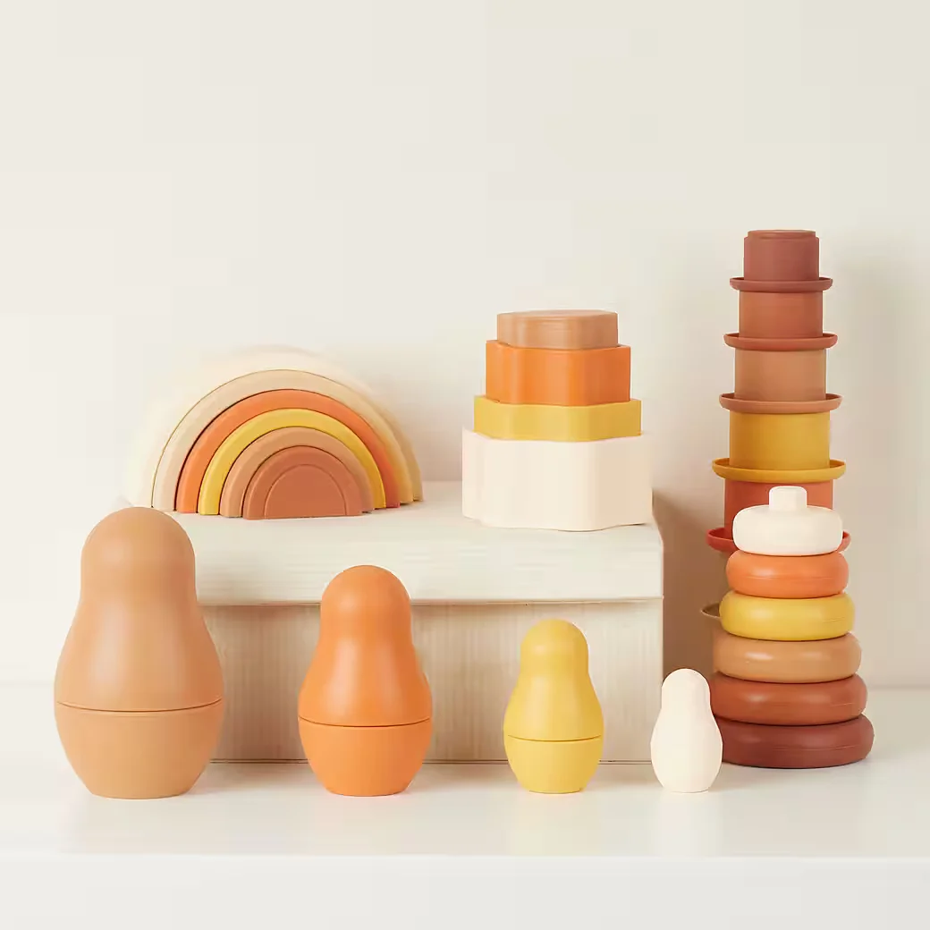 BIECO Silikon Stapelbecher Baby Stapelspielzeug Chocolate Bliss