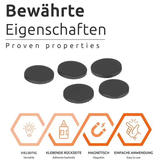 ECENCE 70x selbstklebende Magnetplättchen Ø18 x 2 mm