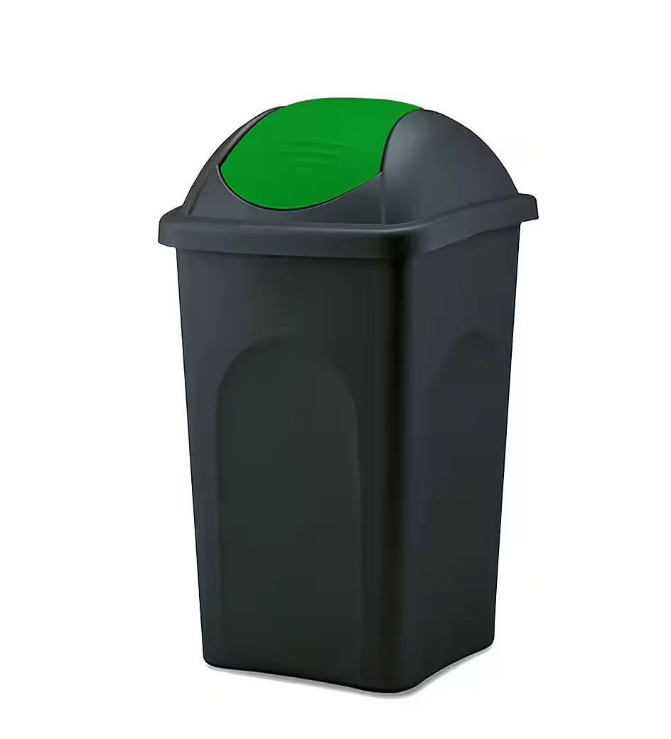 BIGDEAN Mülleimer 60L XL mit Schwingdeckel schwarz grün