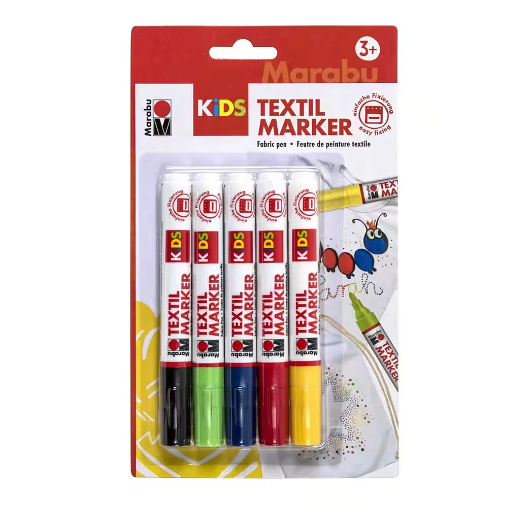 Marabu KiDS Textilmarker Stoffmalstifte Set 5 Farben