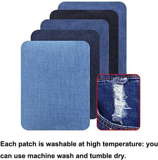 FELIXLEO Bügelflicken Denim Baumwolle oval für Jeans Jacken Taschen