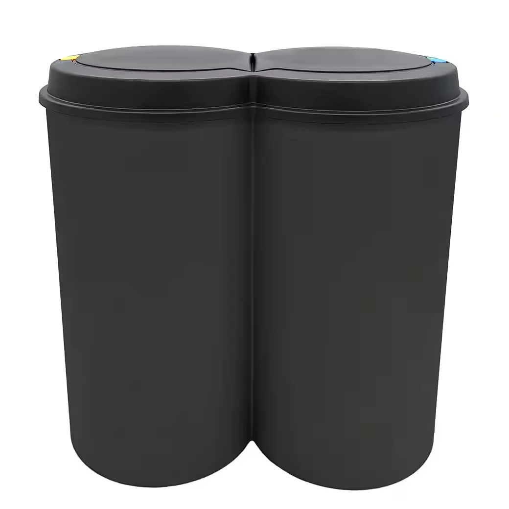 Spetebo Mülleimer 2x25L Duo für Mülltrennung mit Druckknopf-Deckel