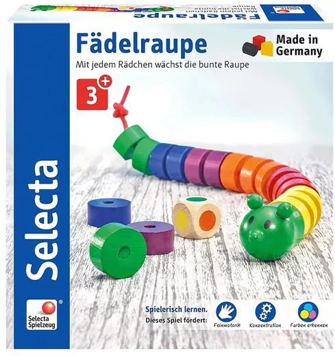 Selecta Fädelraupe Holz Fädelspiel Motorikspielzeug Kinder