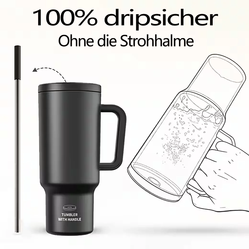 IBETTERTEC Thermosflasche 1,2L Edelstahl doppelwandig mit Griffdeckel
