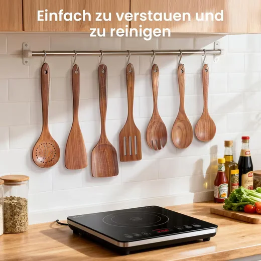 SURFOU Kochbesteck Küchenhelfer Set Akazienholz 9 teilig mit Ständer