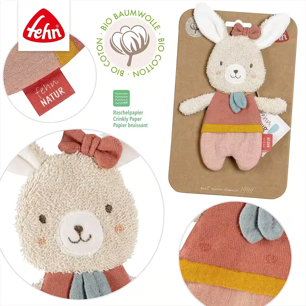 FEHN fehnNATUR Knister-Hase Kuscheltier für Babys