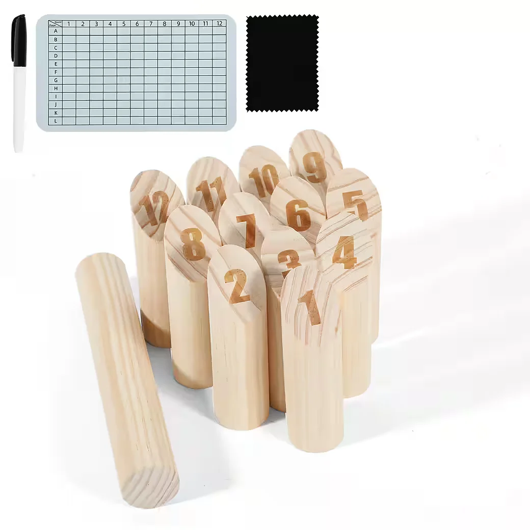 CLANMACY Kubb Wikingerspiel aus Holz mit Nummern Wurfspiel