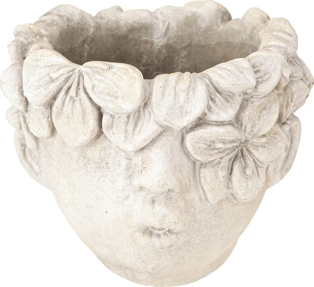 Viana Pflanzkopf Blumentopf Mädchen Beton Deko Vase H 13,5 cm