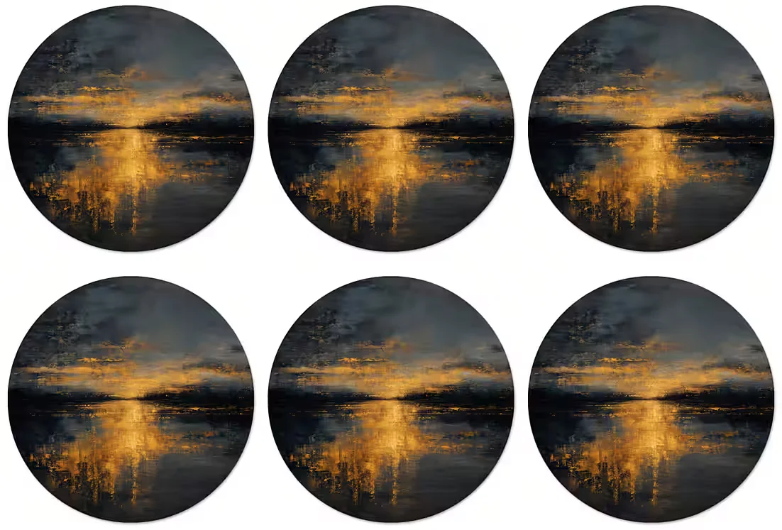 MUCHOWOW Glasuntersetzer Goldene Reflexion auf dem Wasser