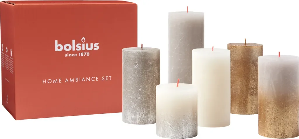 Bolsius Kerzen 6er Set mehrfarbig