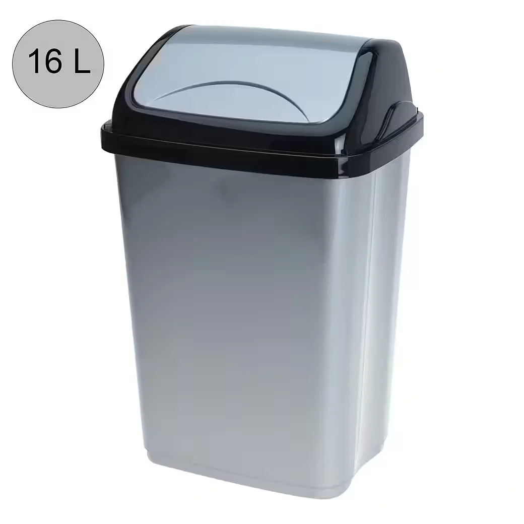 MOJAWO Abfalleimer mit Schwingdeckel 16L Kunststoff Aschenbecher