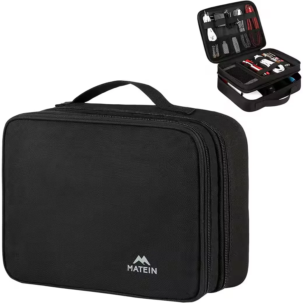 LUXUSKOLLEKTION Kabel Organizer Tasche 3 lagig für Handy Schwarz