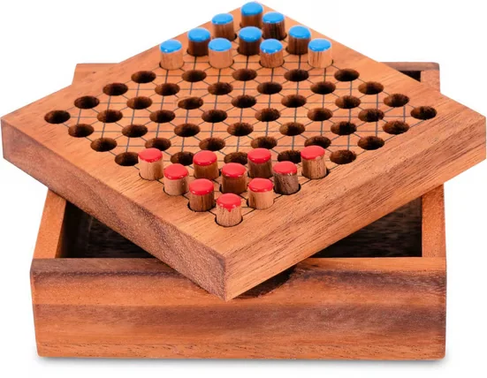 LOGOPLAY Halma Brettspiel für 2 Spieler Rot Blau