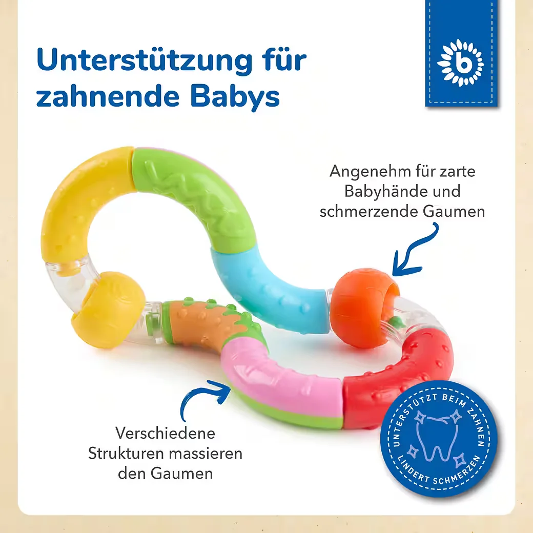BIECO Ringrassel Greifspielzeug Baby mit beweglichen Elementen