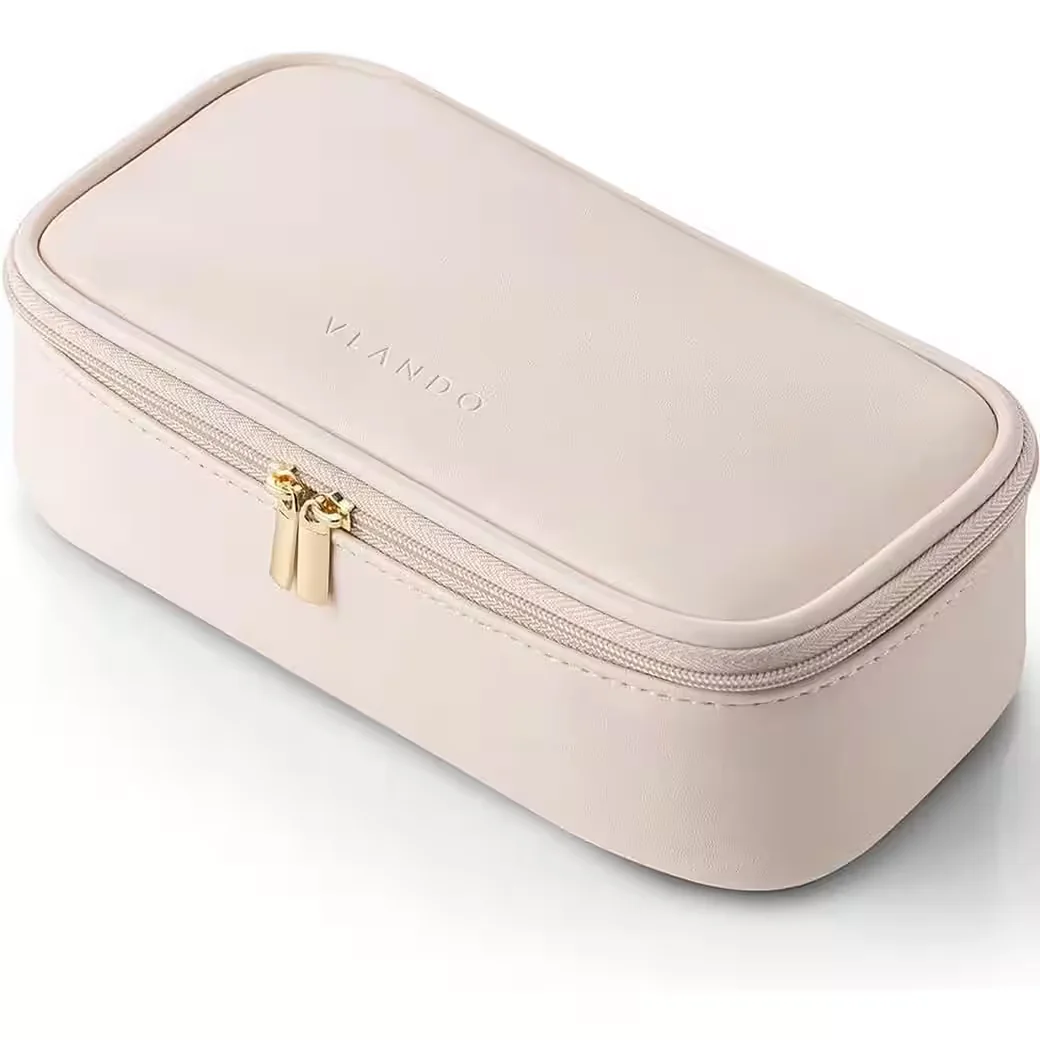 LUXUSKOLLEKTION Kosmetiktasche Damen Reise Leder wasserfest Cremerosa