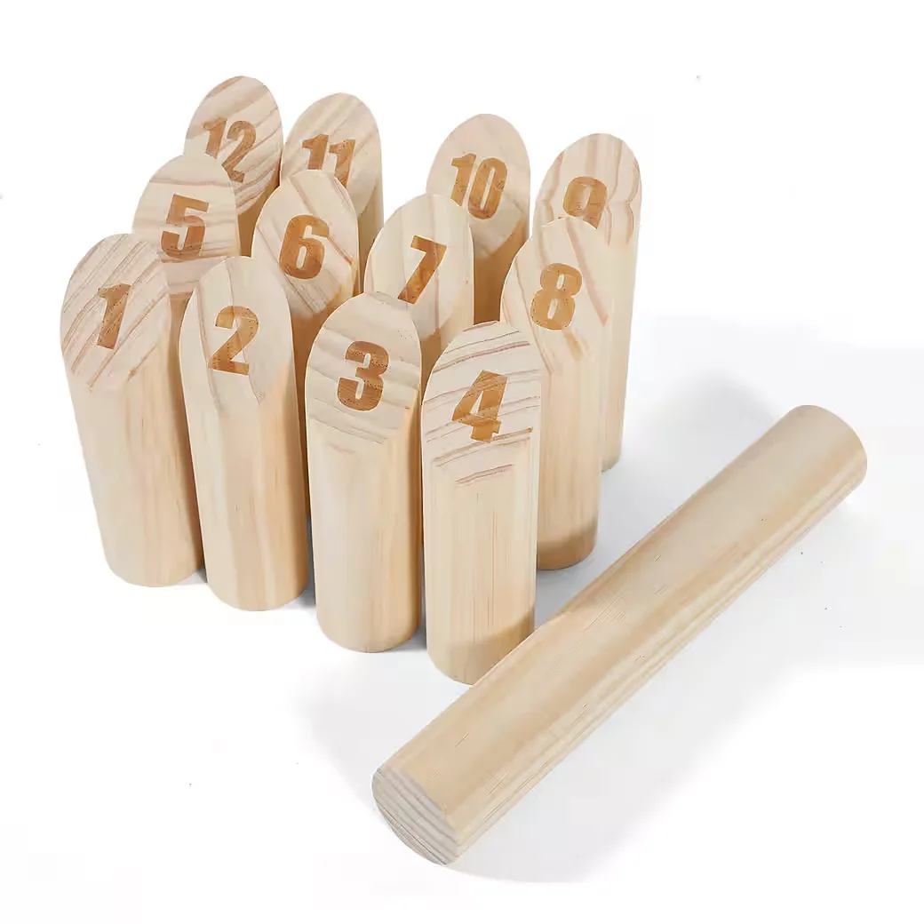 CLANMACY Kubb Wikingerspiel aus Holz mit Nummern Wurfspiel