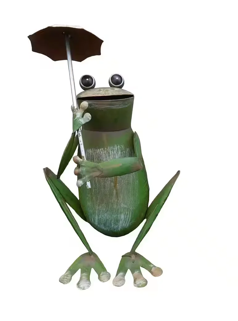DEKO-IMPRESSION Gartenfigur Frosch sitzend mit Regenschirm 20 cm