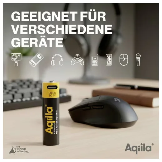 AQIILA AA Akku USB-C Li-Ion 1.5V 2000 mAh 4er Pack AQ200AA367C4