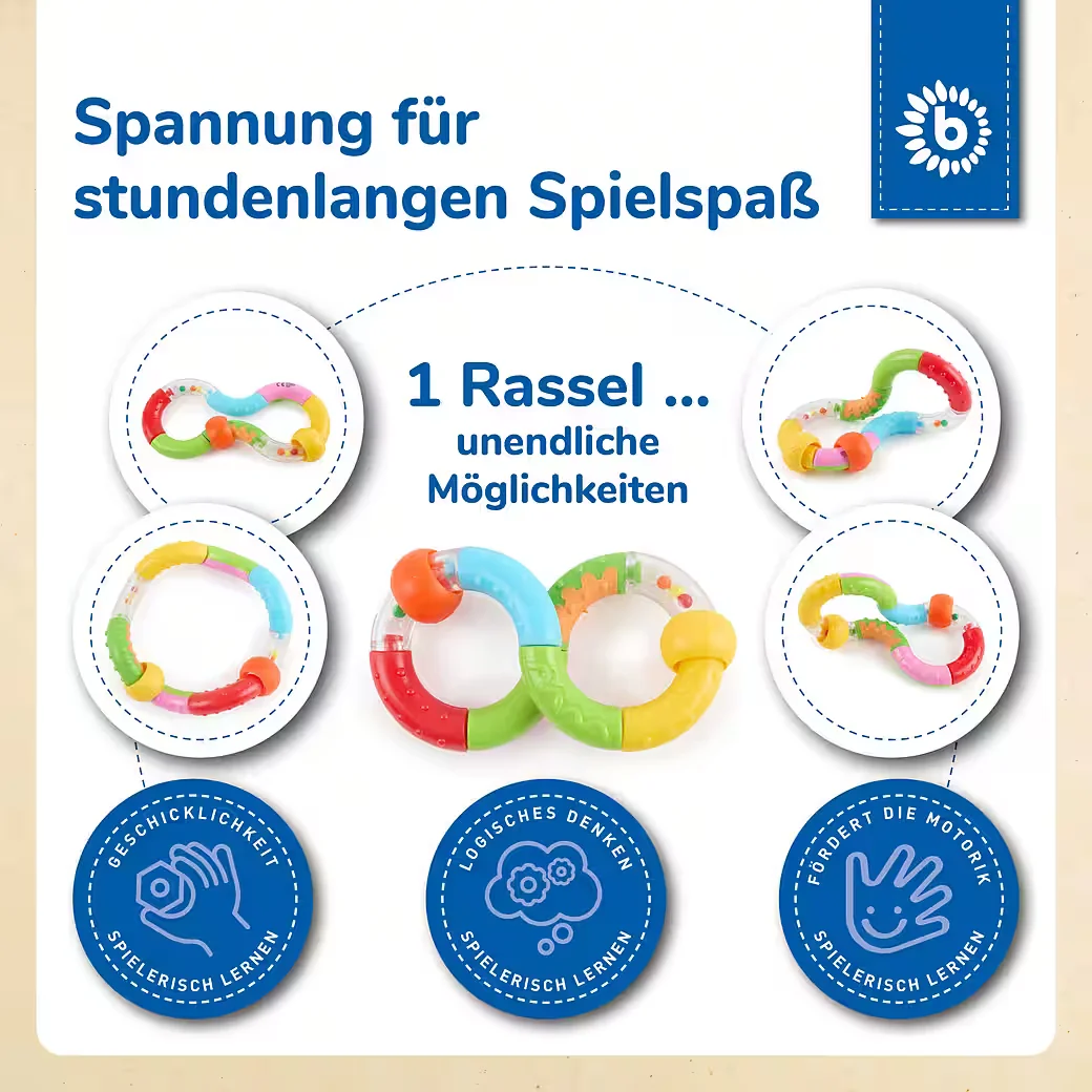 BIECO Ringrassel Greifspielzeug Baby mit beweglichen Elementen