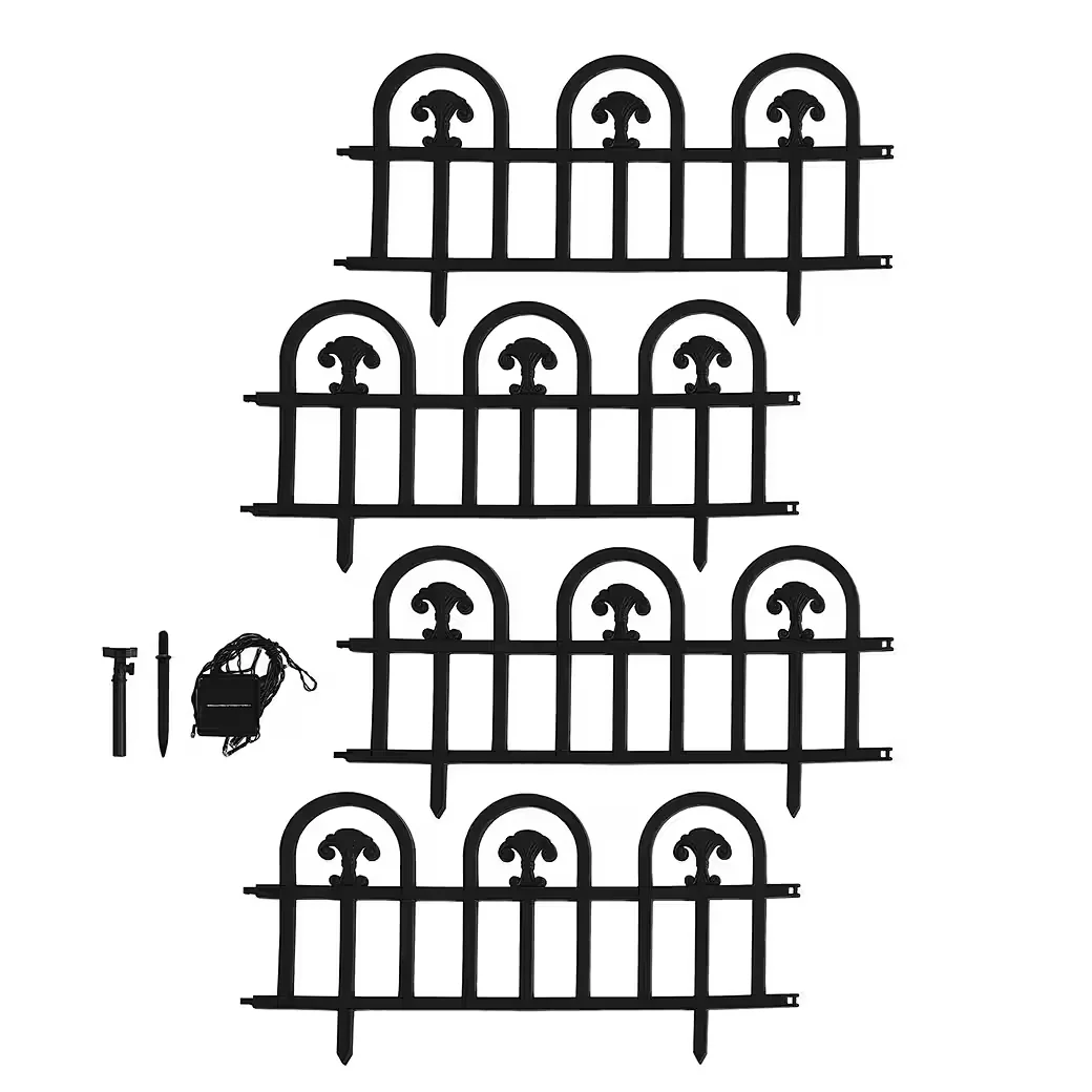 HTI-Living Beetbegrenzung Set 20 Zaunelemente 12 m Schwarz mit Solar