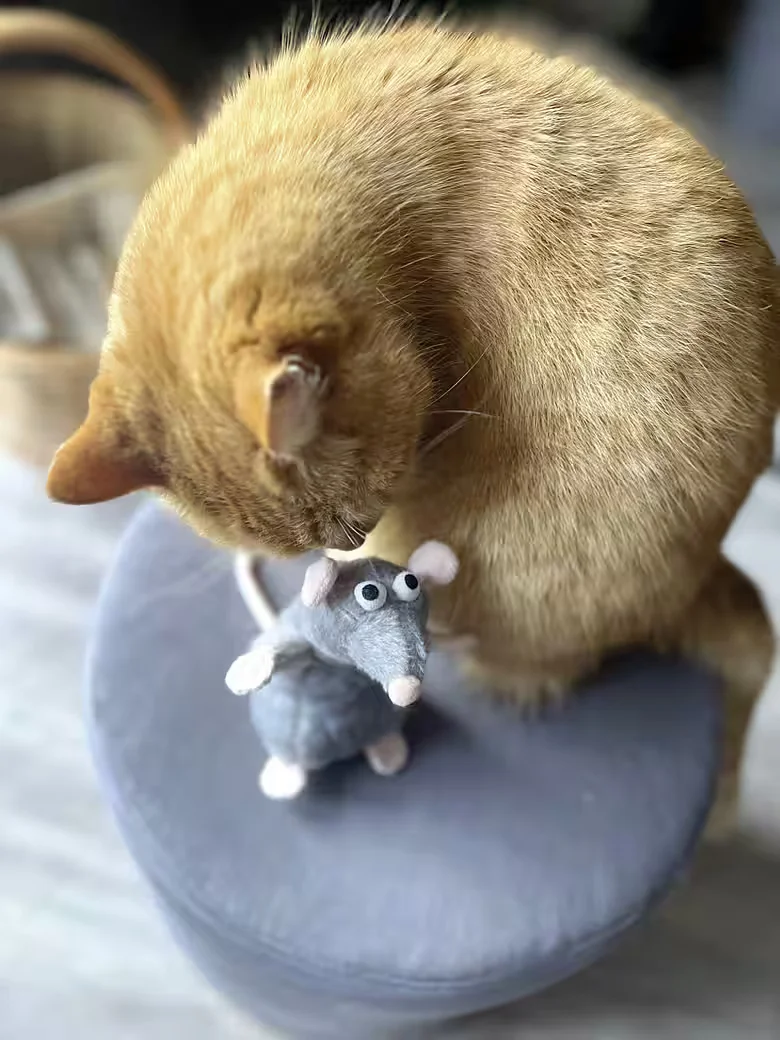 AUMÜLLER Plüschmaus Katzenkissen Ratte Cedric grau mit Sand