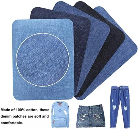 FELIXLEO Bügelflicken Denim Baumwolle oval für Jeans Jacken Taschen