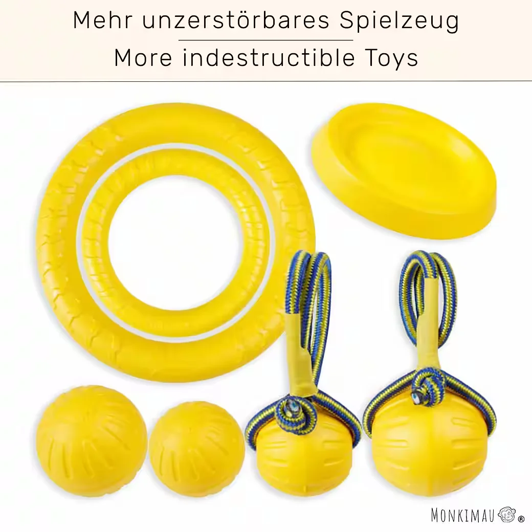 MONKIMAU Hundespielzeug Frisbee unzerstörbar EVA gelb Packung