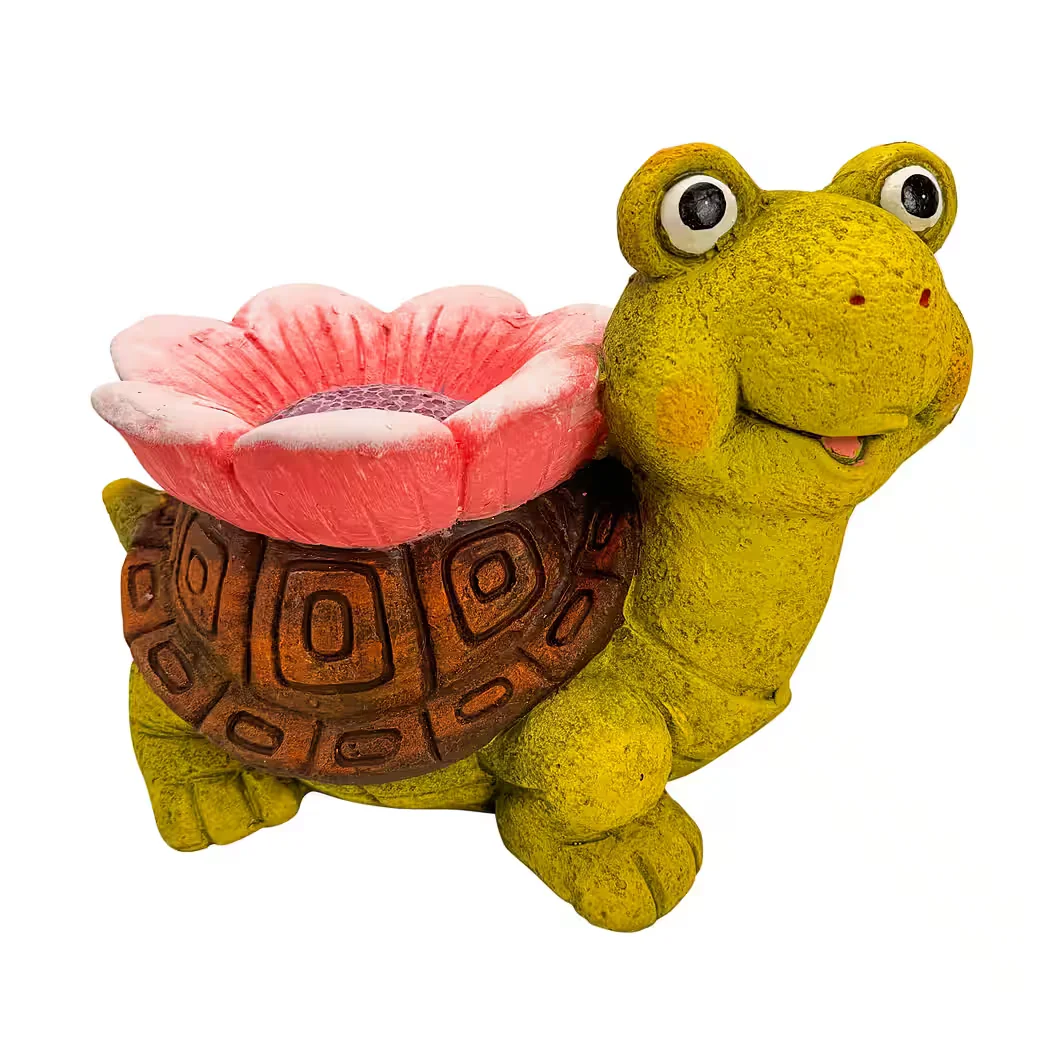 ONLINE-FUCHS Dekofigur Schildkröte mit Blume für Garten Terrasse