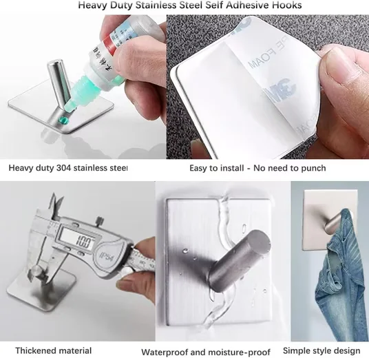 LA CUTE Handtuchhaken selbstklebend ohne Bohren 4er Set Küche Bad