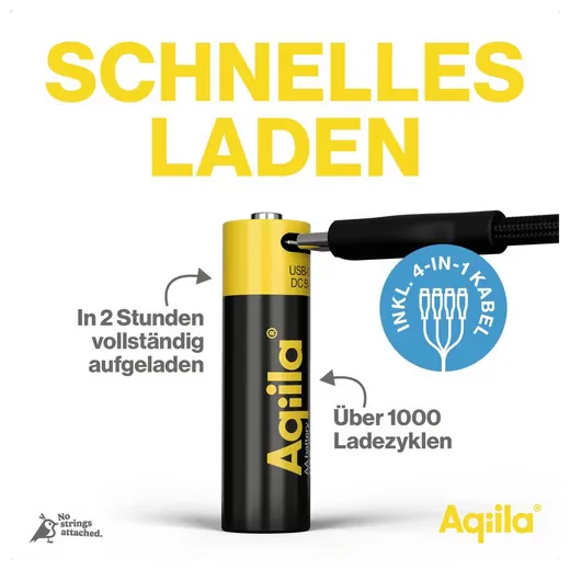 AQIILA AA Akku USB-C Li-Ion 1.5V 2000 mAh 4er Pack AQ200AA367C4