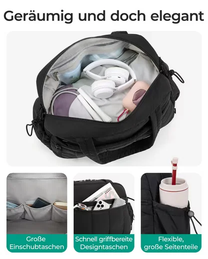IBETTERTEC Puffer Reisetasche 24L Damen Weekender Wickeltasche