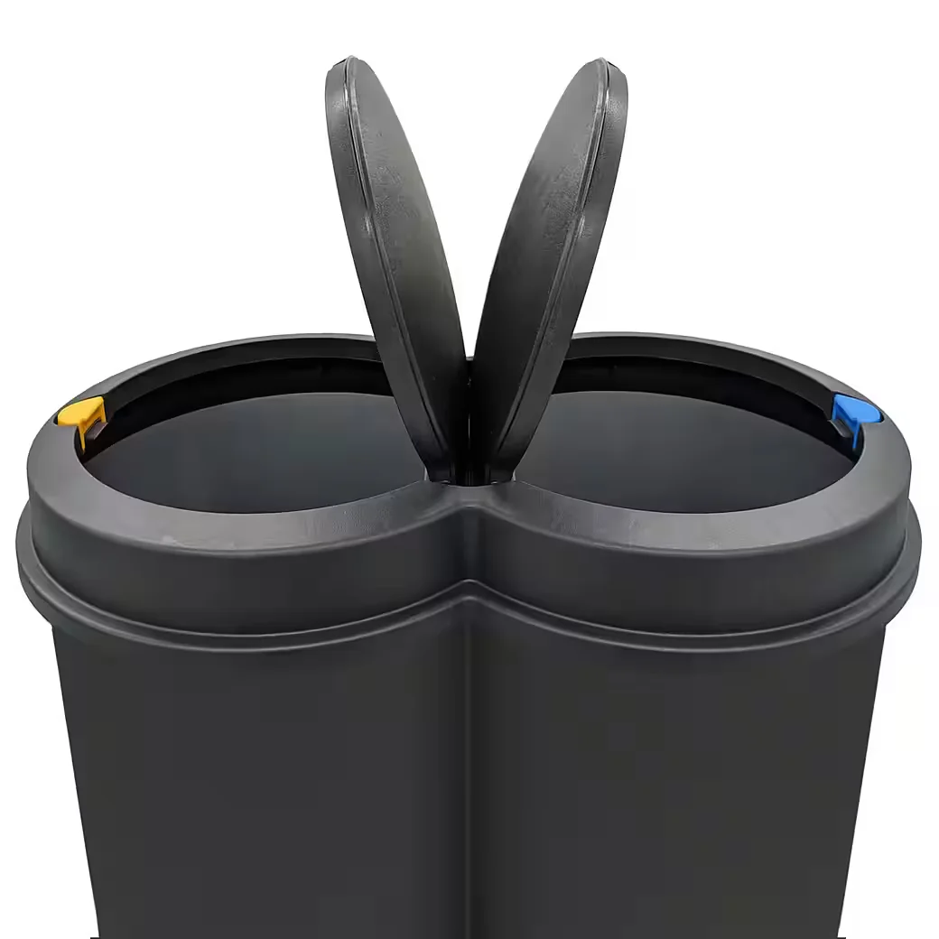 Spetebo Mülleimer 2x25L Duo für Mülltrennung mit Druckknopf-Deckel