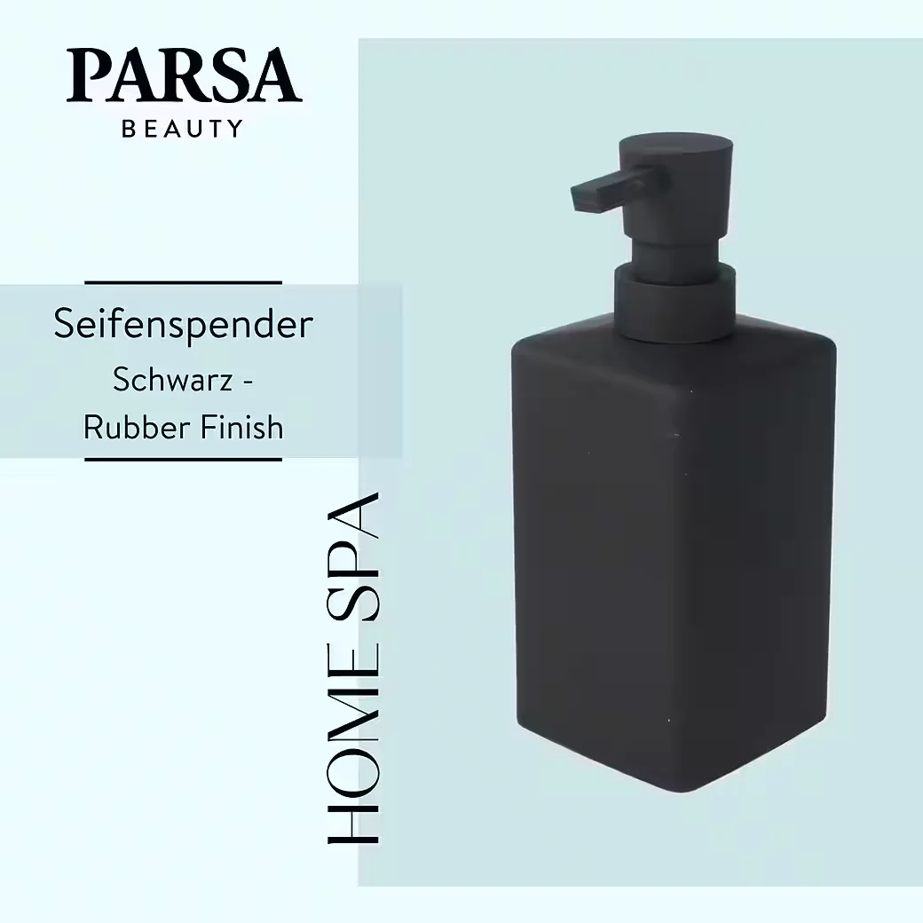 PARSA BEAUTY ESSENTIAL Seifenspender schwarz Rubber Look Badaccessoire