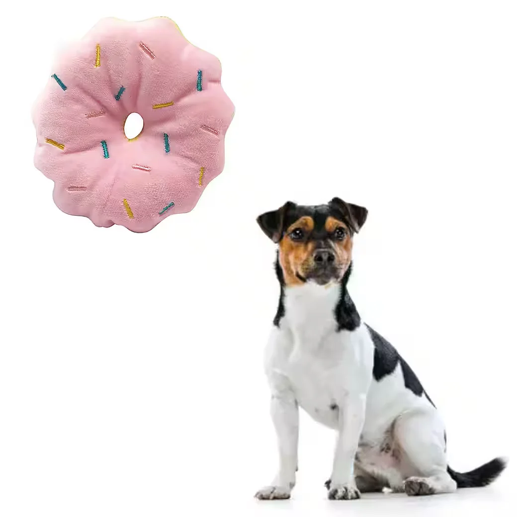 MECHRIGHT Hundespielzeug Plüsch Donut Kauspielzeug mit Quietscher