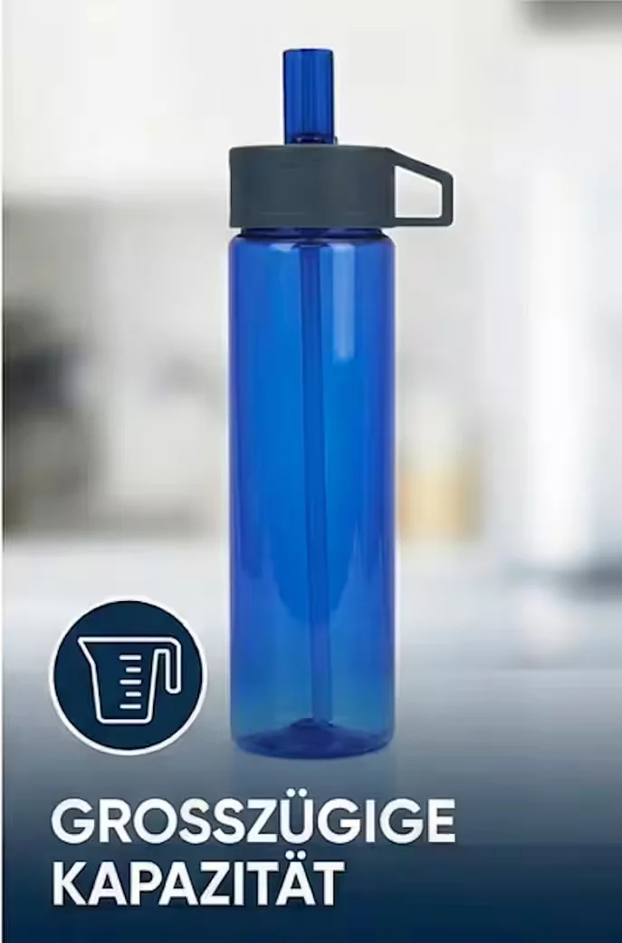 NORSKSKIN Trinkflasche 750 ml mit Trinkhalm Klappverschluss, BPA-frei
