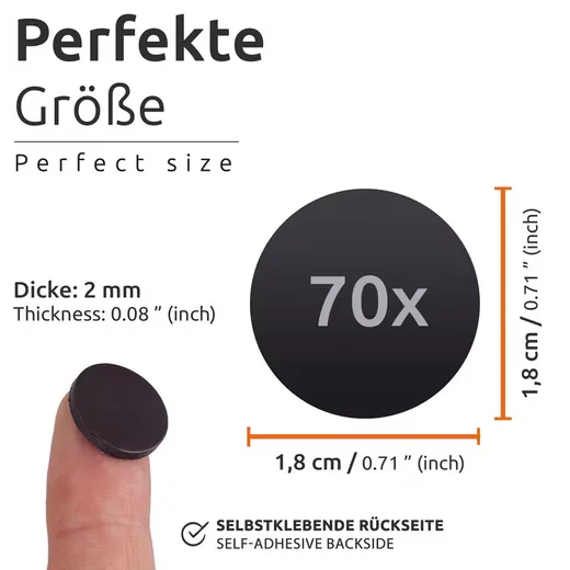 ECENCE 70x selbstklebende Magnetplättchen Ø18 x 2 mm