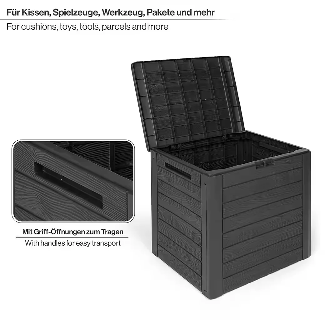 KREHER Kissenbox WOOD 140 L Auflagenbox Holzoptik Anthrazit
