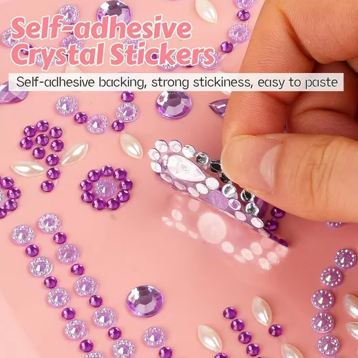 LUXUSKOLLEKTION Glitzersteine selbstklebend Einhorn 8 Blätter Violett