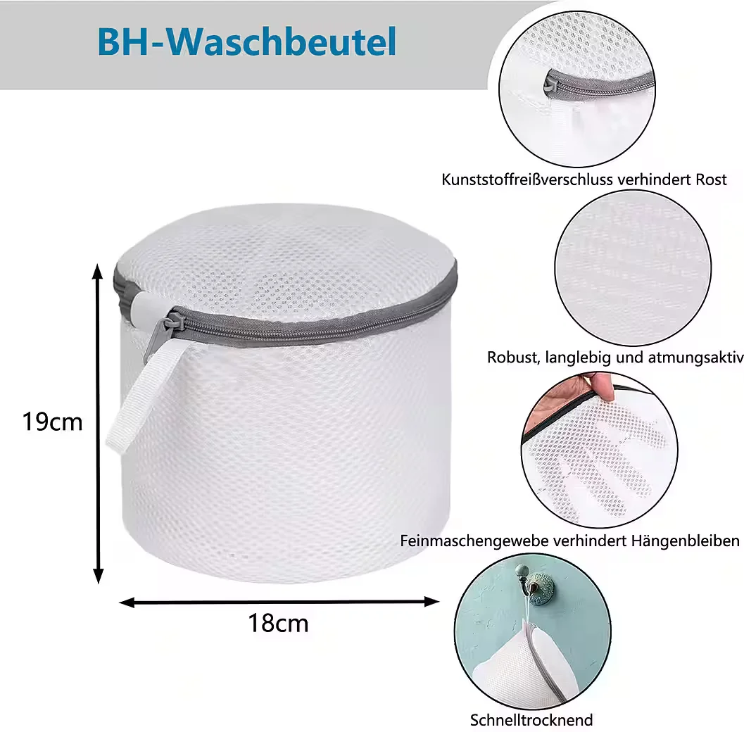 AGGER Wäschesäckchen 2er-Set BH-Waschbeutel Waben-Mesh