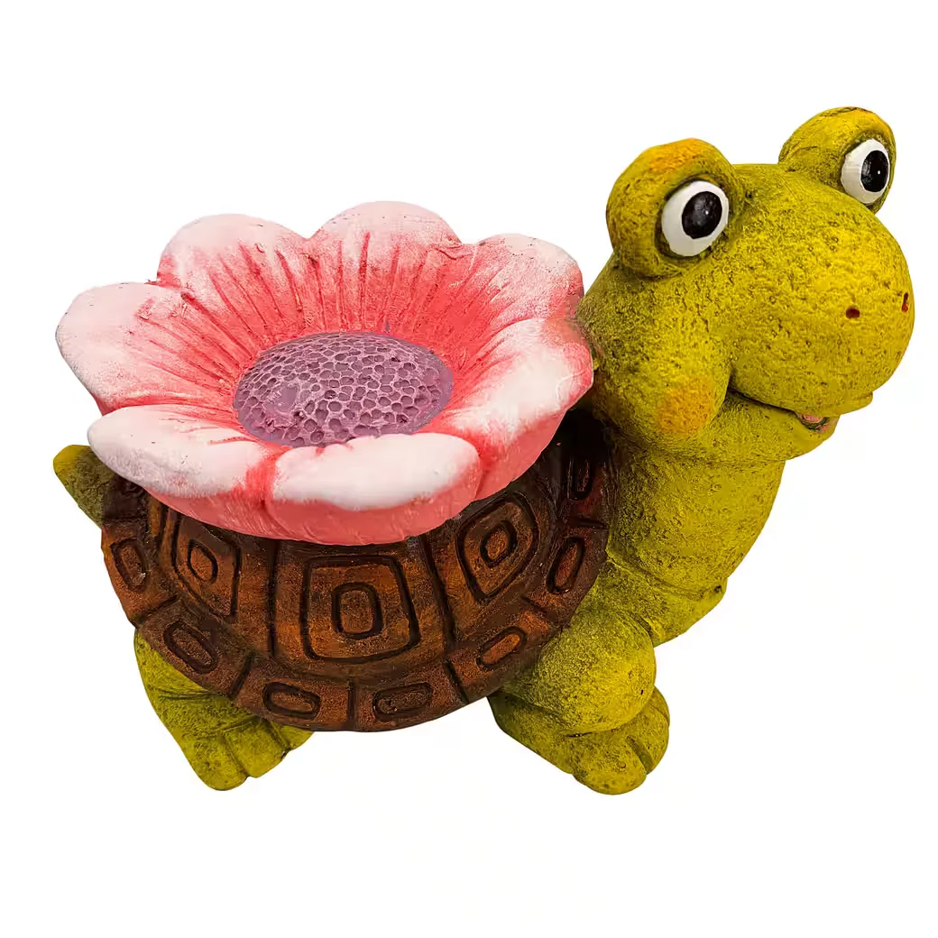 ONLINE-FUCHS Dekofigur Schildkröte mit Blume für Garten Terrasse