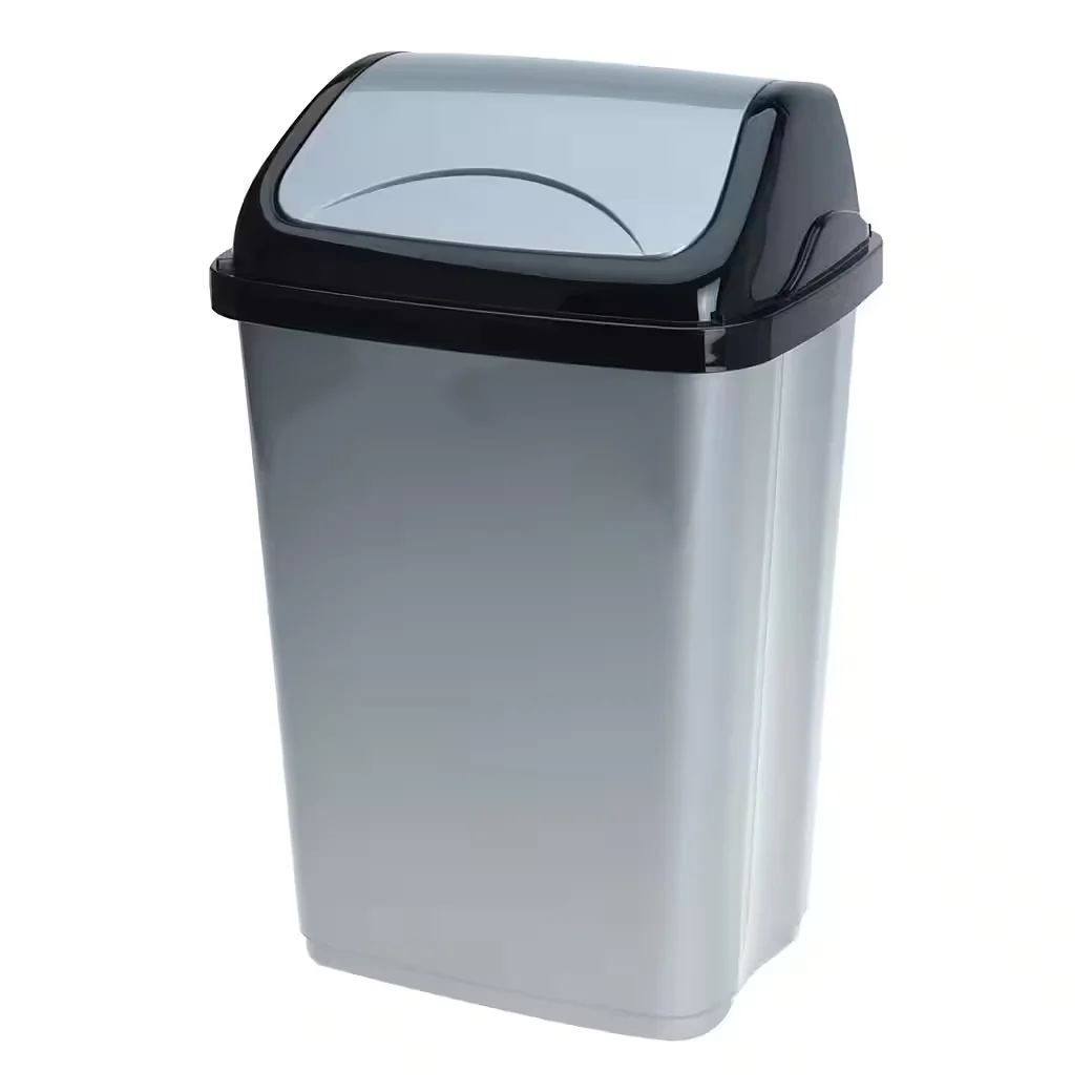 MOJAWO Abfalleimer mit Schwingdeckel 16L Kunststoff Aschenbecher