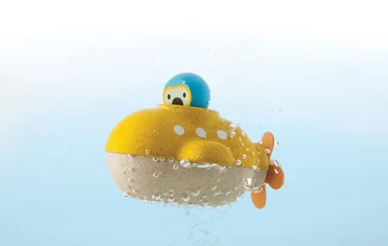 PLANTOYS Badespielzeug U-Boot aus Holz für die Badewanne