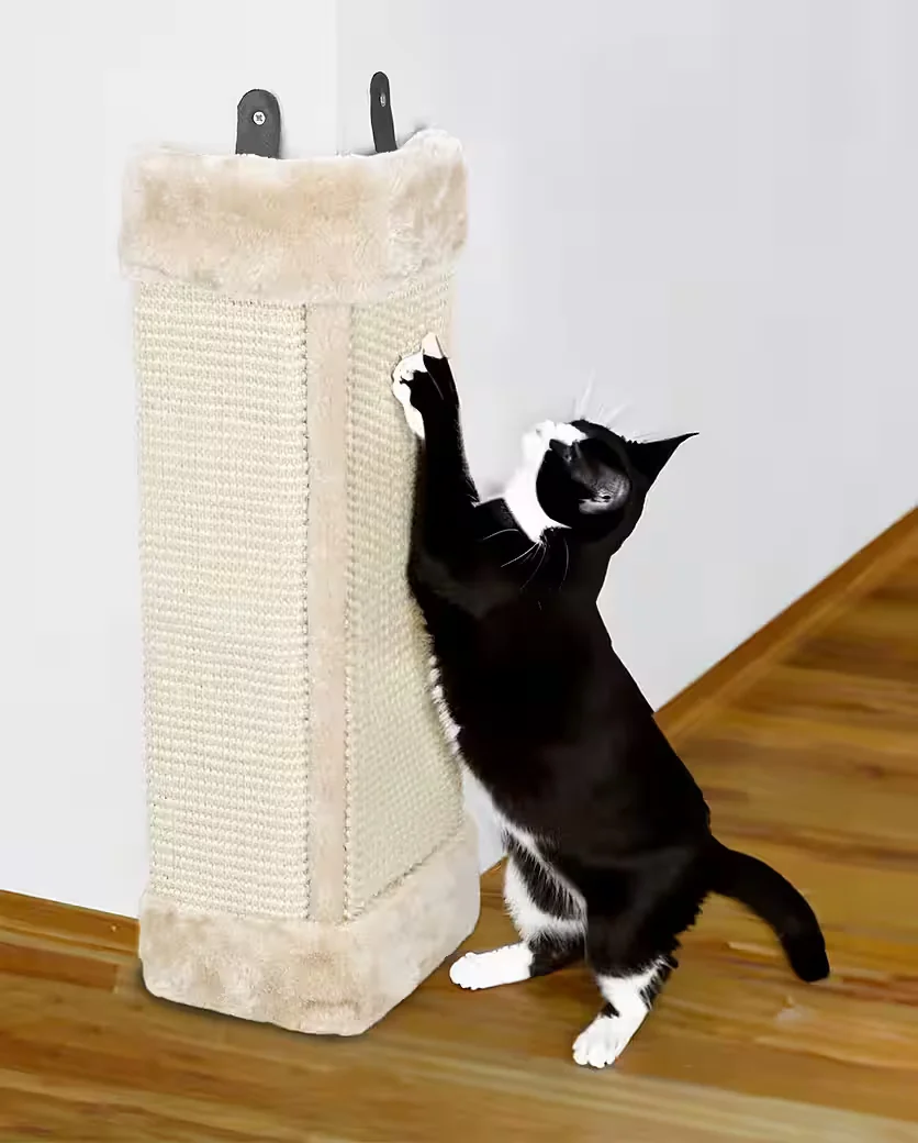 Spetebo Kratzmatte Katzen zum Hängen Sisal und Plüsch beidseitig